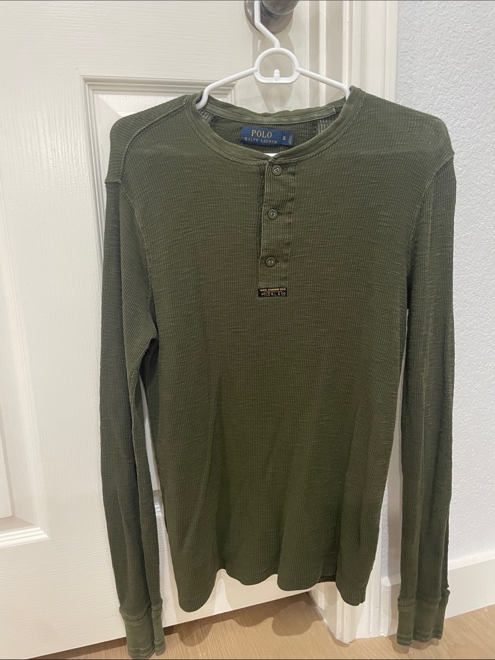 Polo by Ralph Lauren Olive Waffle-Knit Long Sleeve Henley